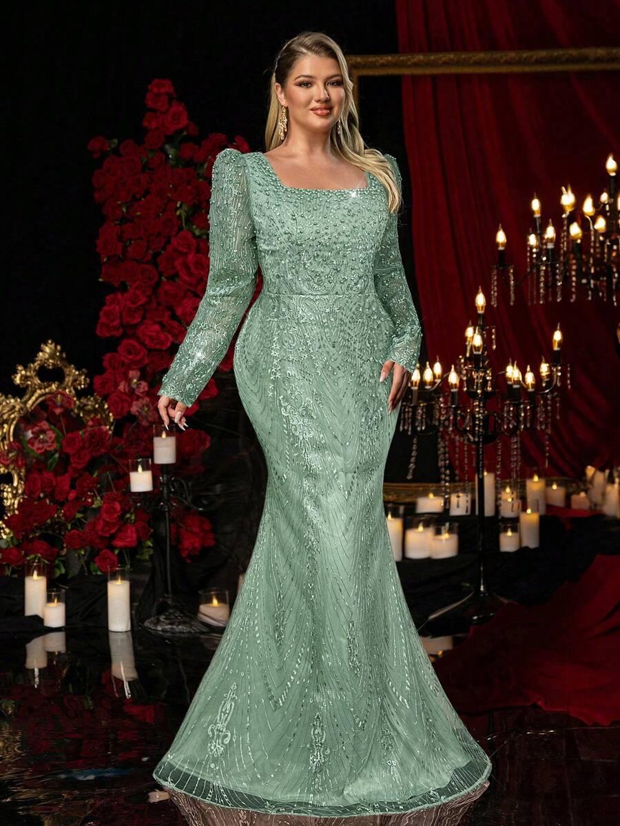 GLAMRAE ZIELONA MAXI SUKIENKA ZDOBIENIE PK01__50