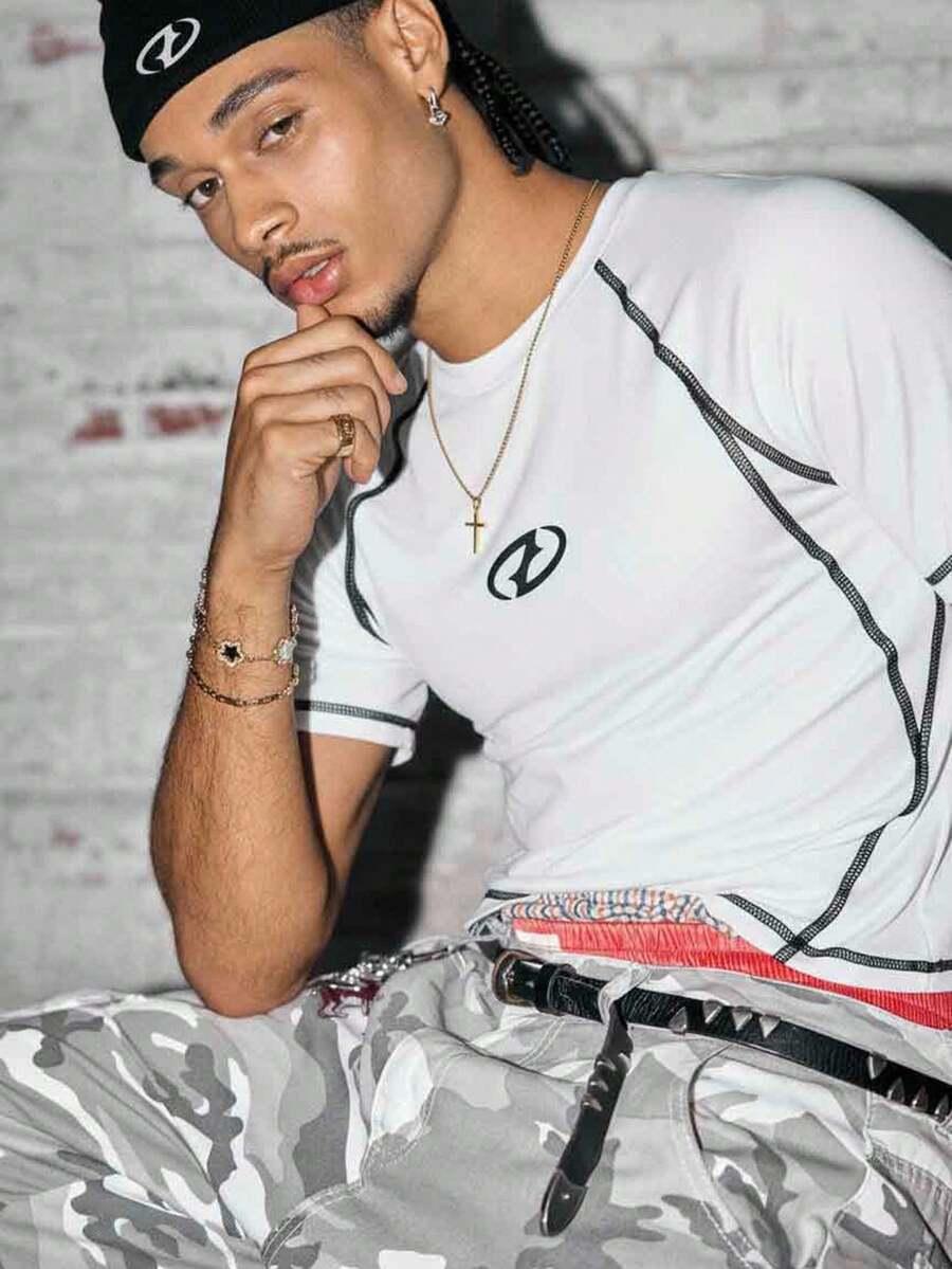 MANFINITY BIAŁY T-SHIRT NADRUK S06__M