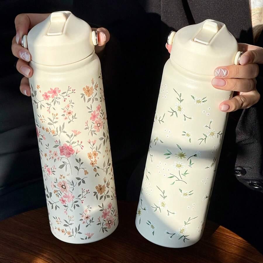 SHEIN BUTELKA TERMICZNA WZÓR KWIATY S07__800ML