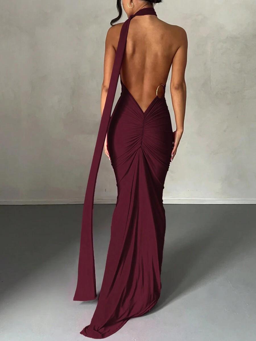 SHEIN BORDOWA MAXI SUKIENKA S06__M