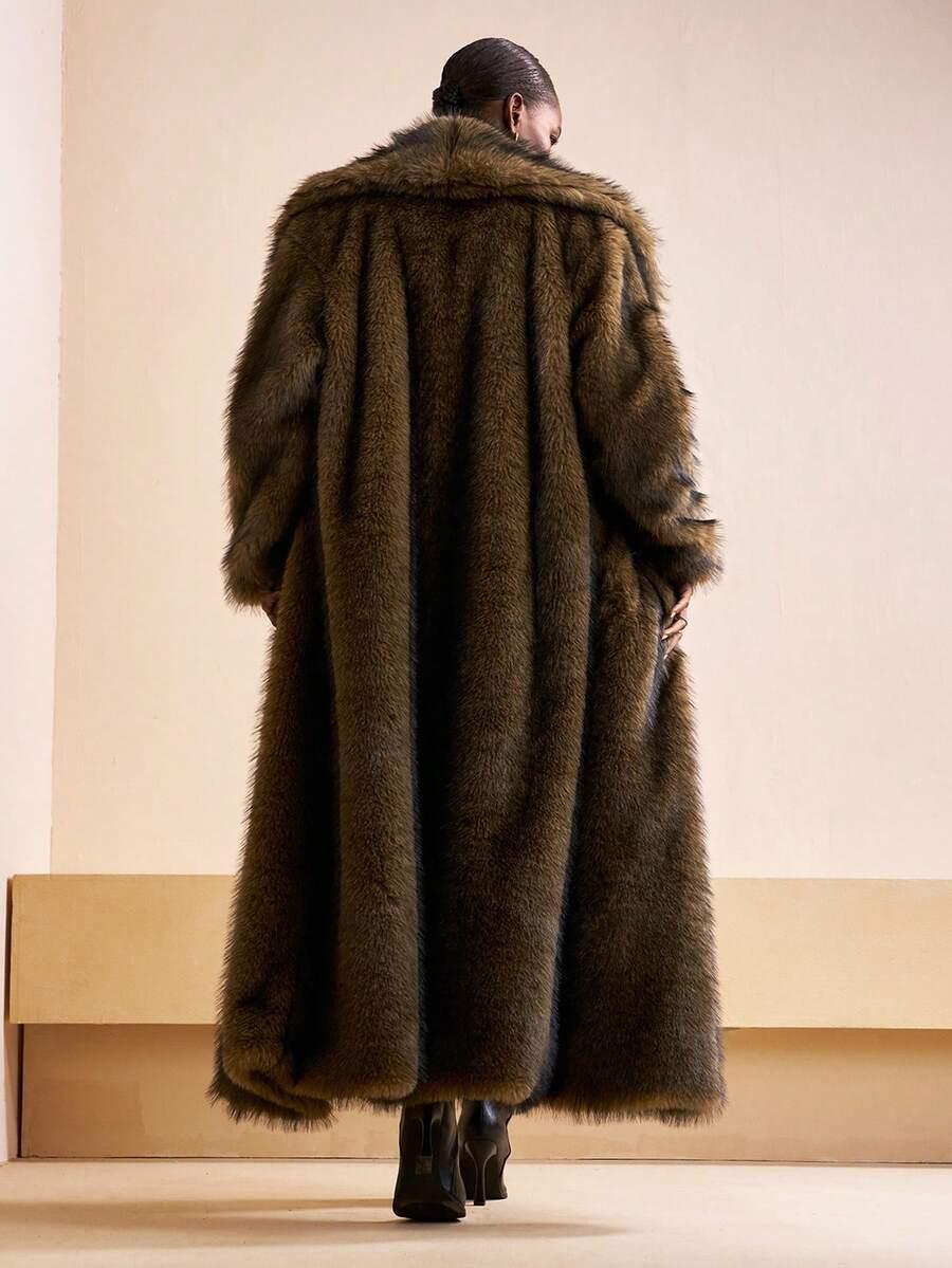 SHEIN BRĄZOWE SZTUCZNE FUTRO W01__S