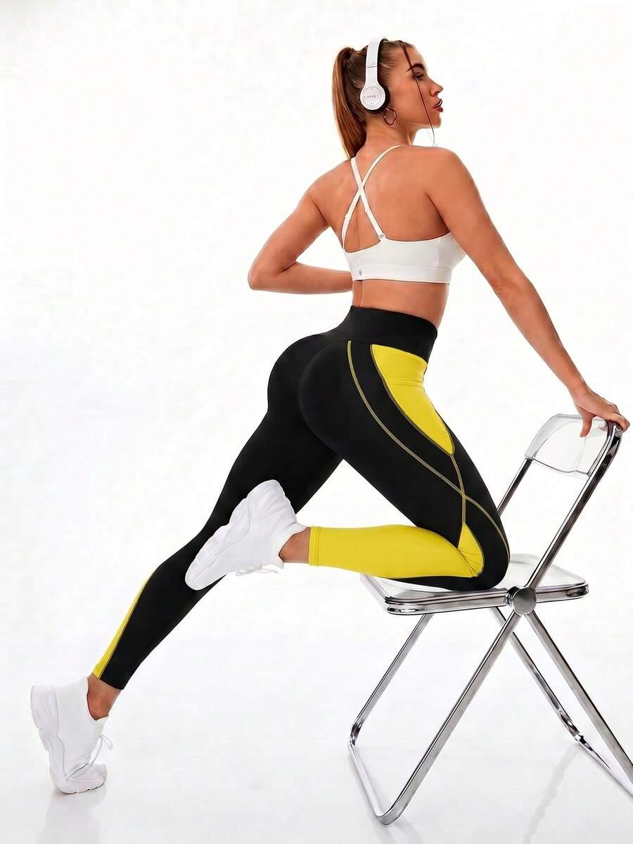 SHEIN LEGGINSY DŁUGA NOGAWKA KONTRAST S06__XL