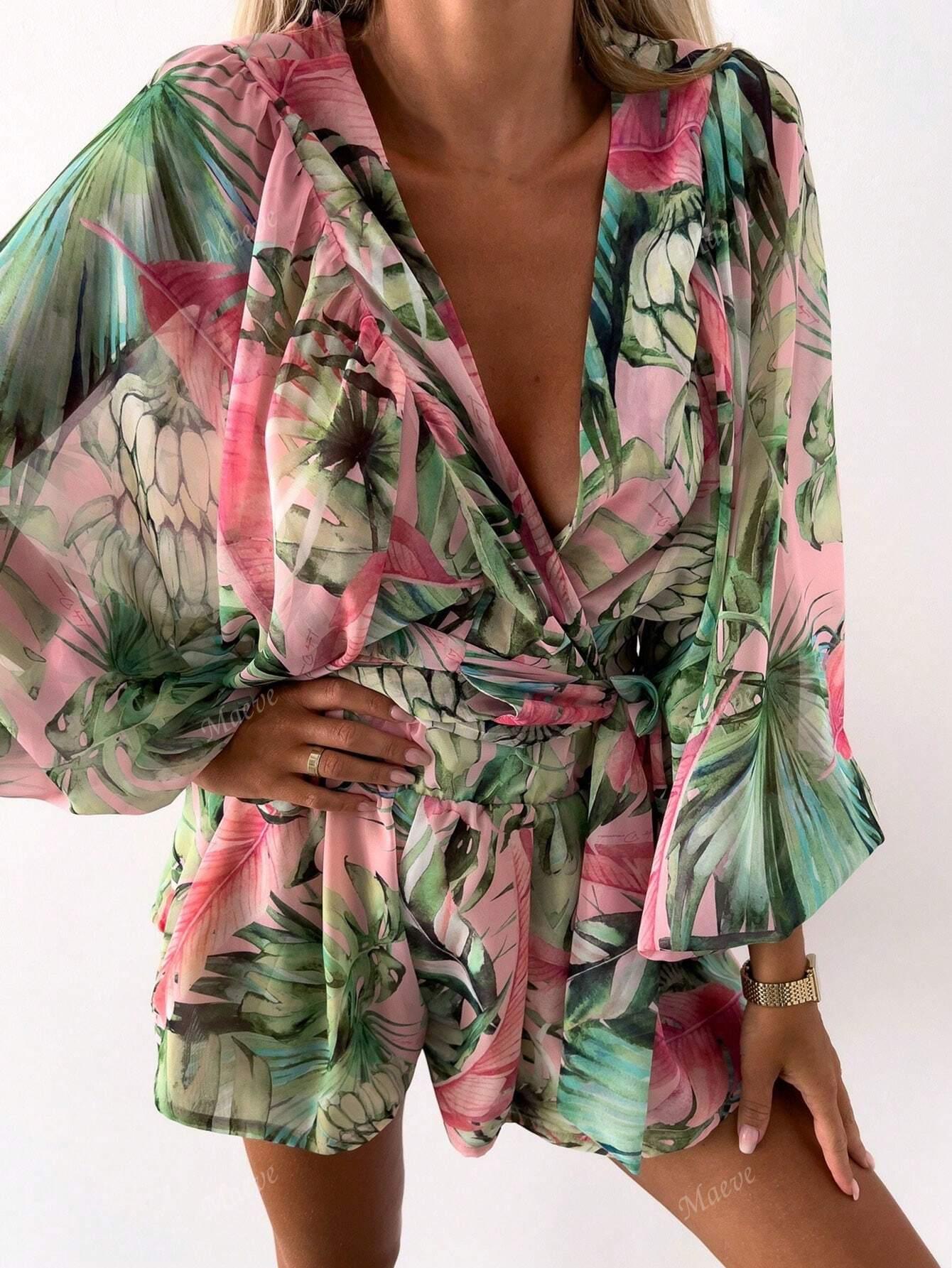 SHEIN WIELOKOLOROWY KOMBINEZON W KWIATY S06__S