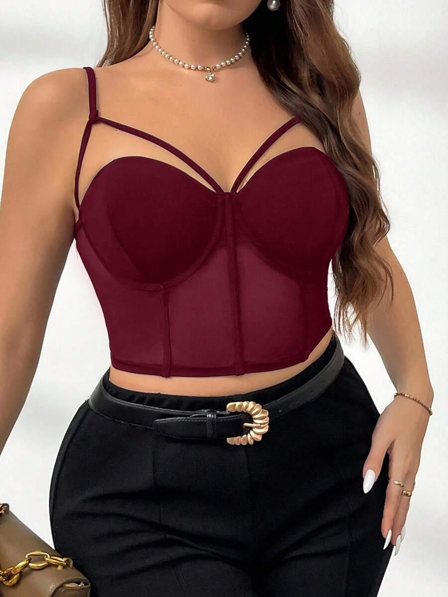 SHEIN BORDOWY GORSETOWY TOP S06__XXL