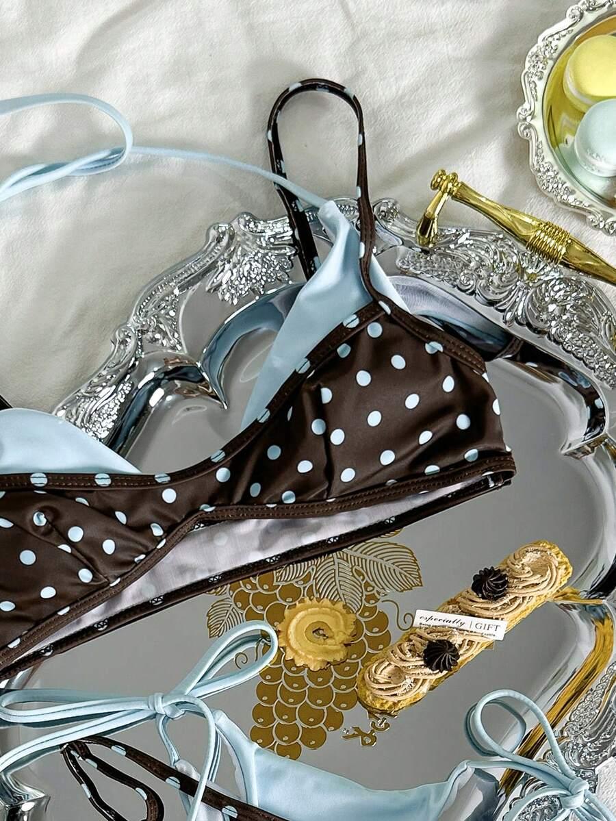 SHEIN GÓRA OD BIKINI WZÓR GROSZKI S09__S