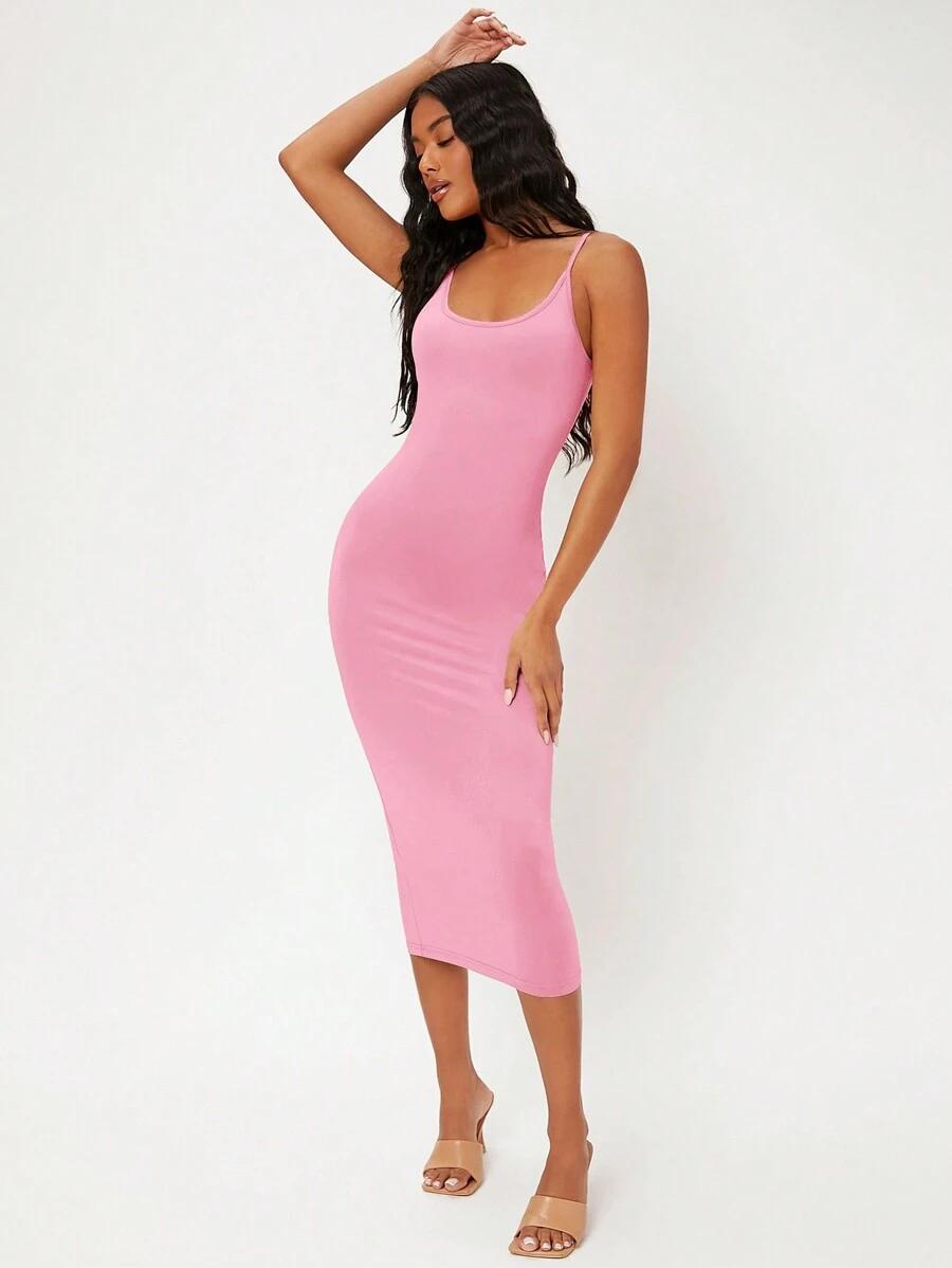 SHEIN RÓŻOWA SUKIENKA NA RAMIĄCZKACH S09__M