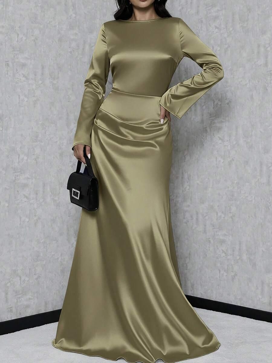 SHEIN ZIELONA SATYNOWA MAXI SUKIENKA S06__M