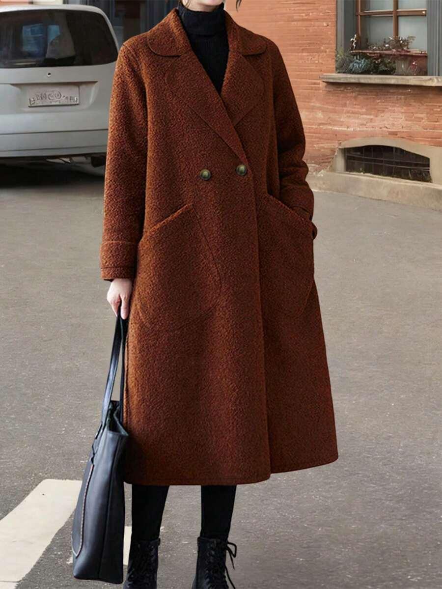 SHEIN BRĄZOWY PŁASZCZ MIŚ W01__S