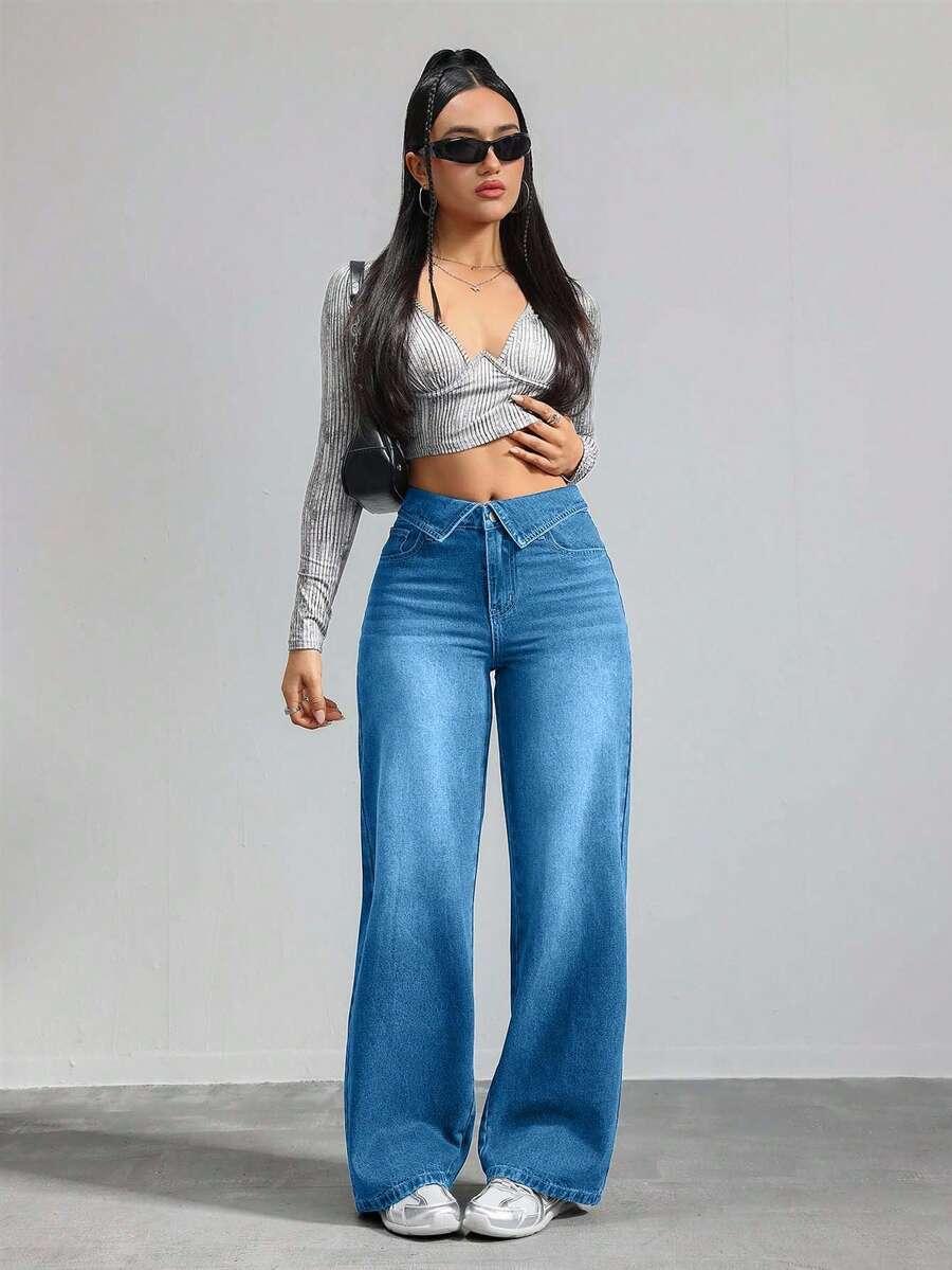 SHEIN NIEBIESKIE JEANSY KIESZENIE S06__M