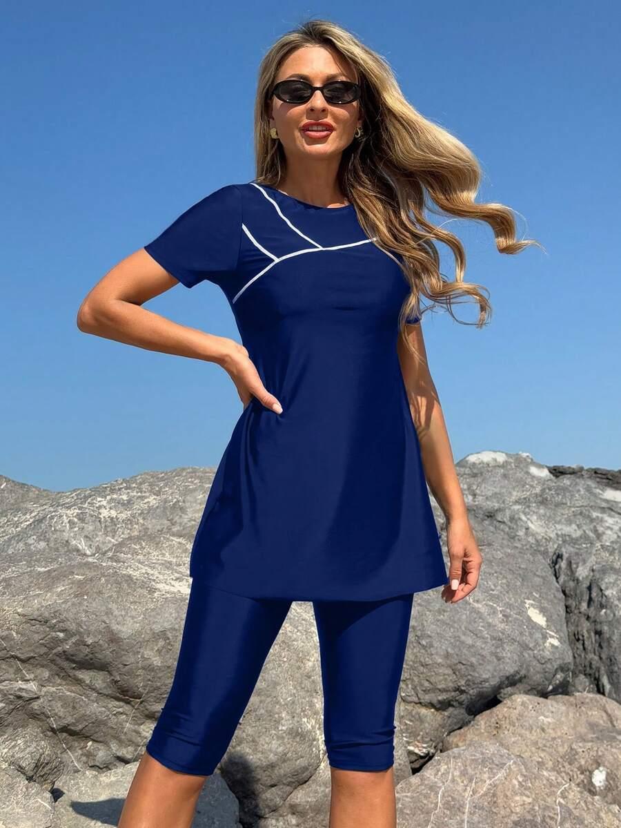 SHEIN GRANATOWY DWUCZĘŚCIOWY STRÓJ KĄPIELOWY S09__XL