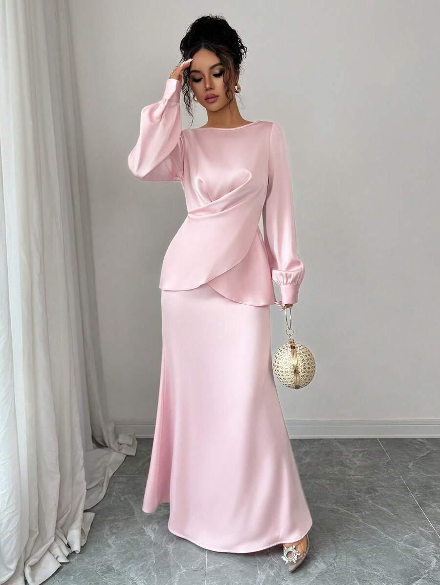 SHEIN SATYNOWA MAXI SUKIENKA S06__S