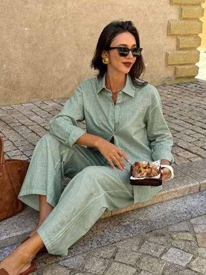 SHEIN KOSZULA SPODNIE KOMPLET S06__L