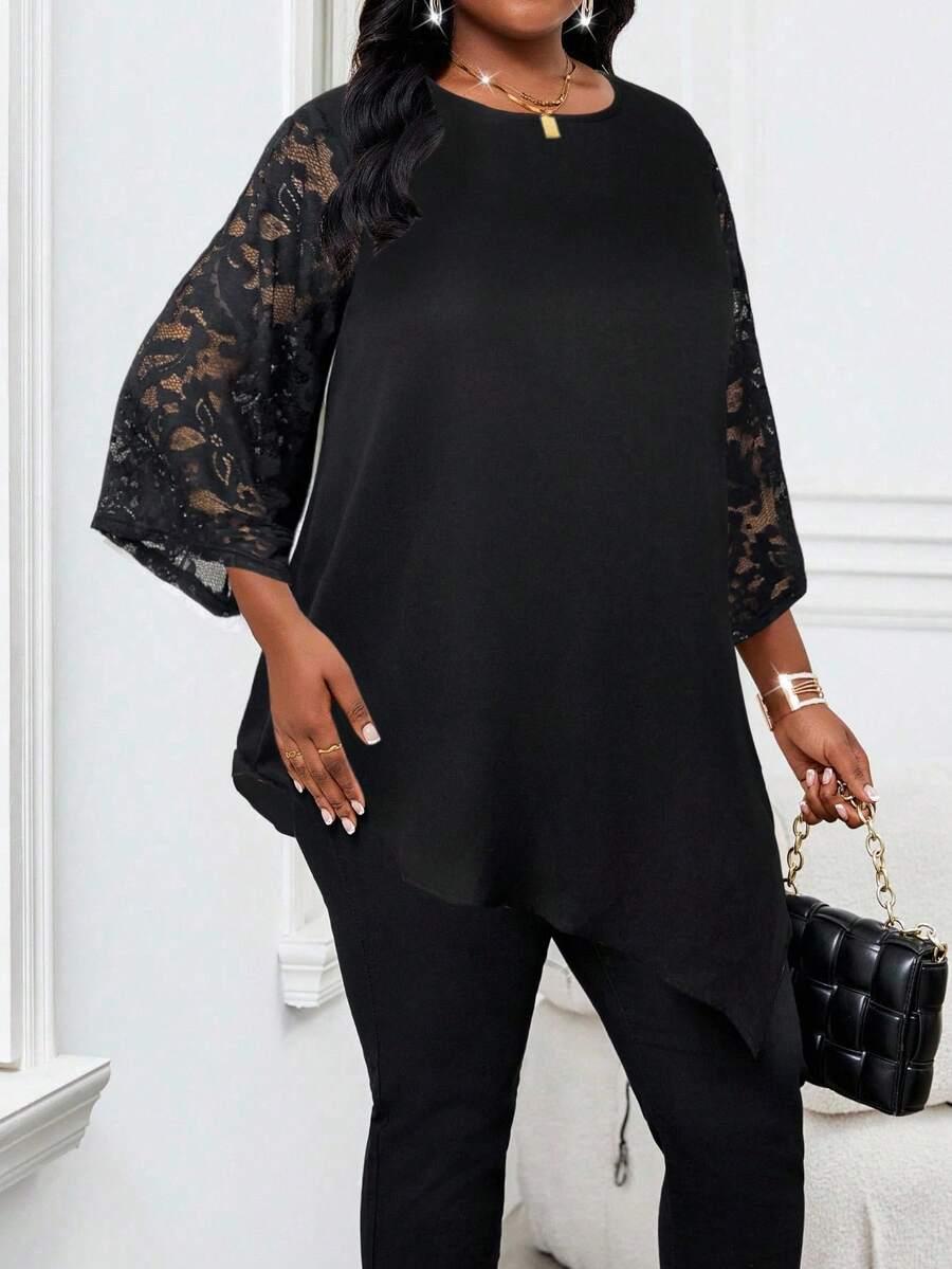 SHEIN CZARNA BLUZKA KORONKA S06__52