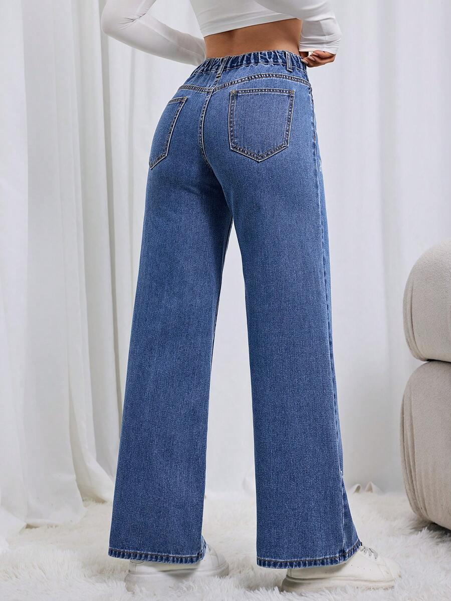 SHEIN NIEBIESKIE SPODNIE JEANSOWE S06__54