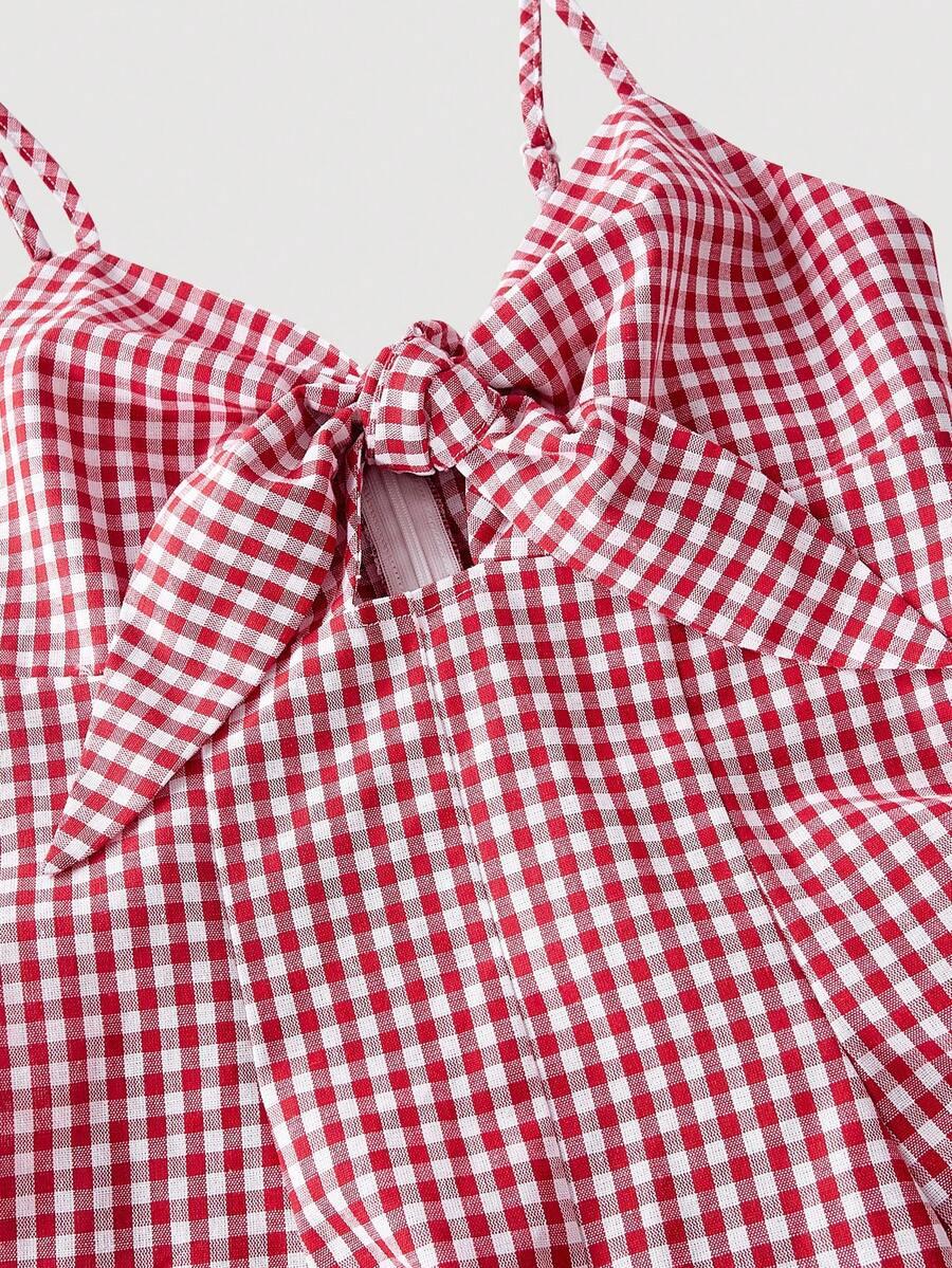 SHEIN KOMBINEZON NA RAMIĄCZKACH WZÓR KRATKA S09__XS