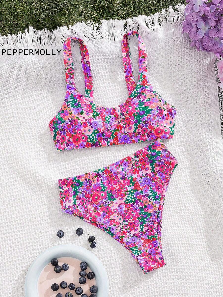 PEPPERMOLLY KOMPLET BIKINI WZÓR KWIATY S09__M
