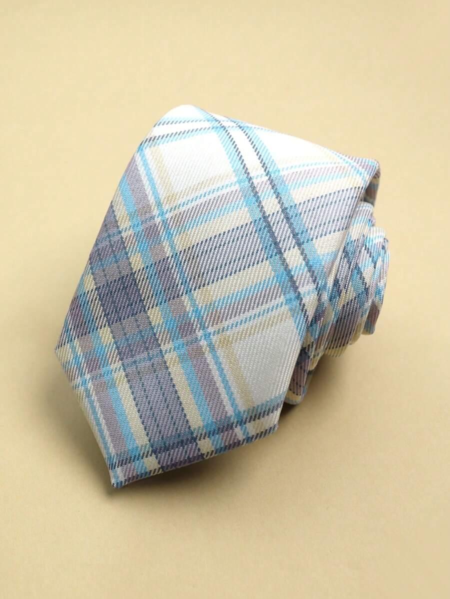 SHEIN KLASYCZNY KRAWAT KRATKA S07__7X145