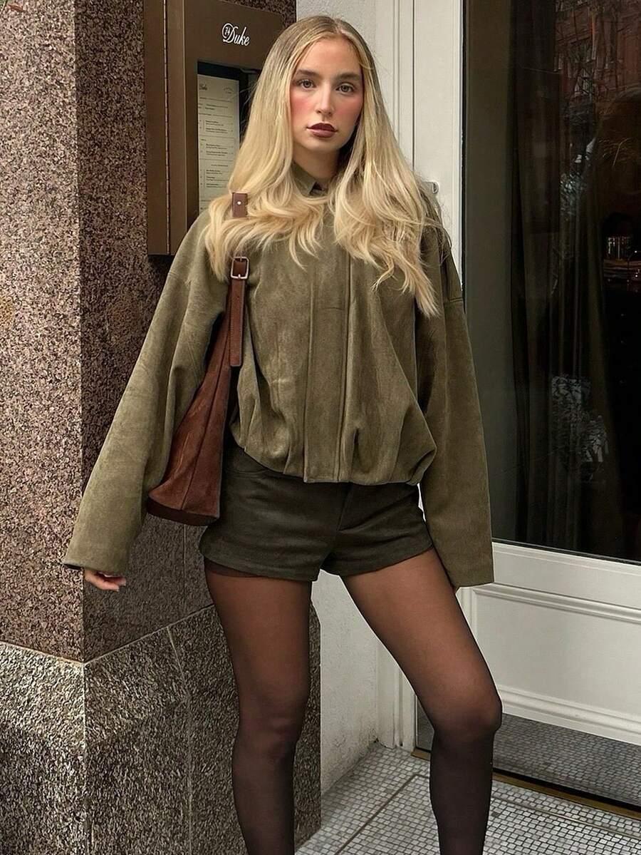 SHEIN ZIELONA KURTKA BOMBER S06__XS