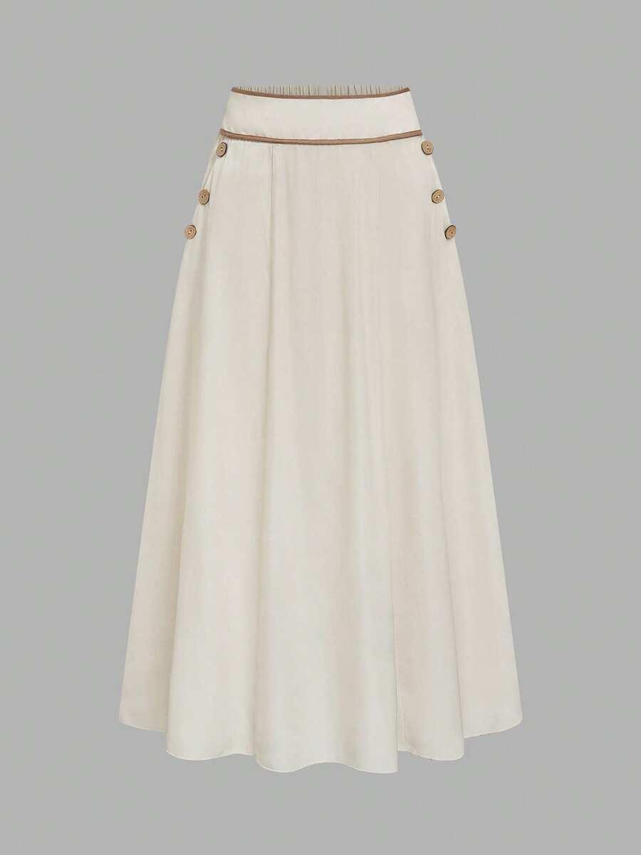 SHEIN BEŻOWA MAXI SPÓDNICA S06__XL