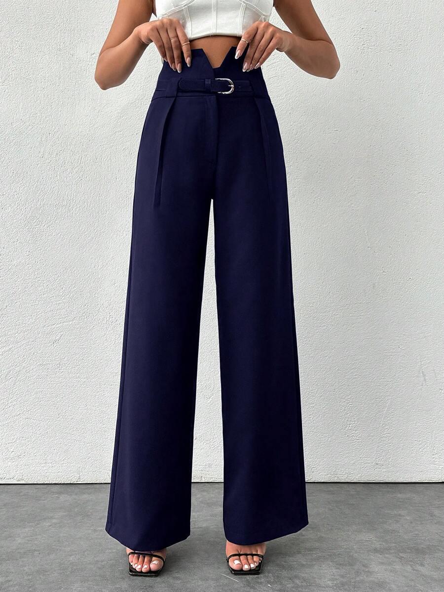 SHEIN GRANATOWE PROSTE SPODNIE S06__XL