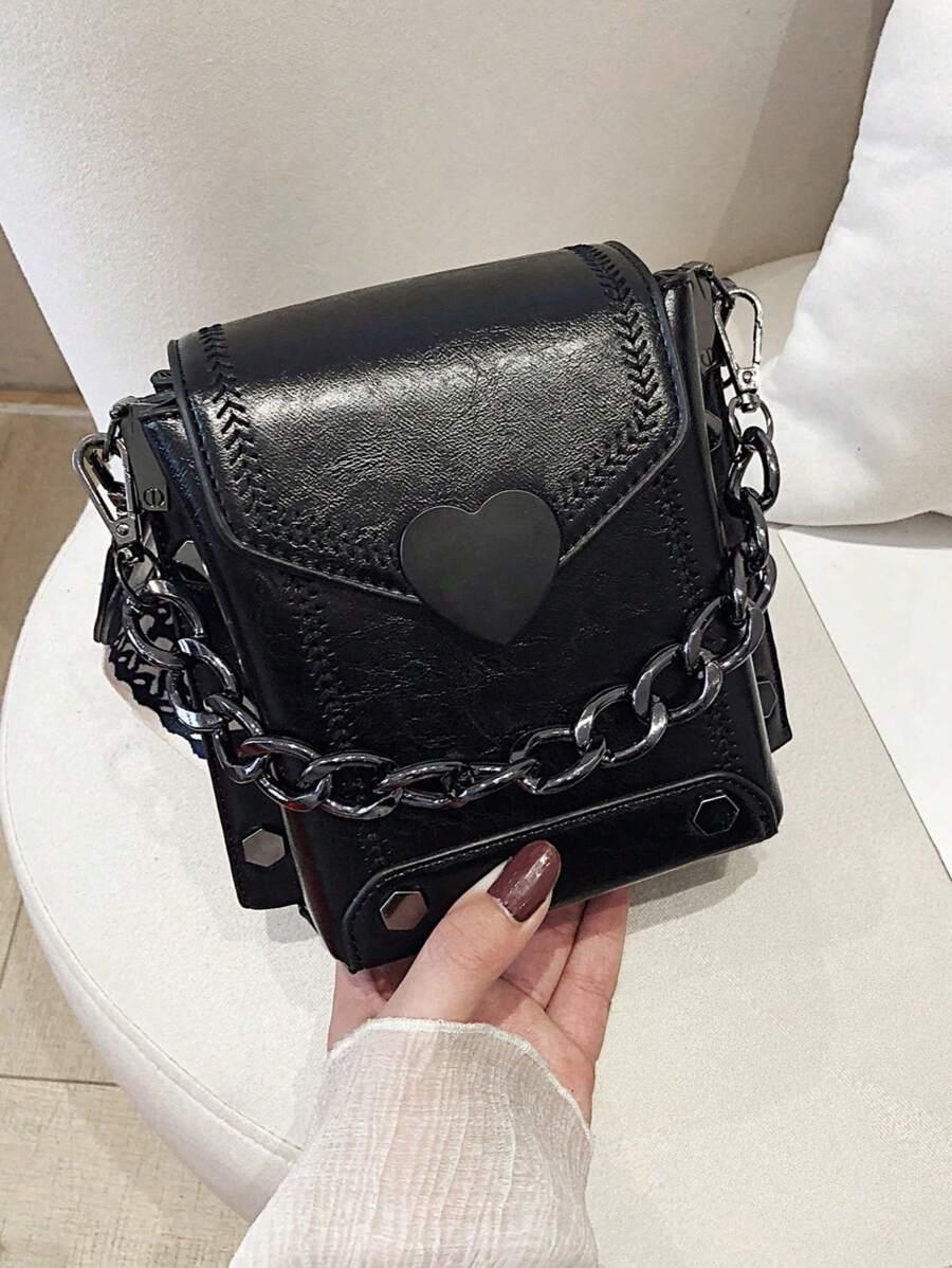 SHEIN CZARNA TOREBKA IMITACJA SKÓRY S07__13X10X18CM