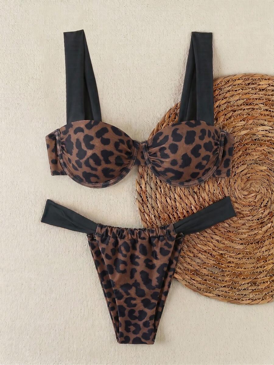 SHEIN DWUCZĘŚCIOWY STRÓJ KĄPIELOWY ANIMAL PRINT S09__XS