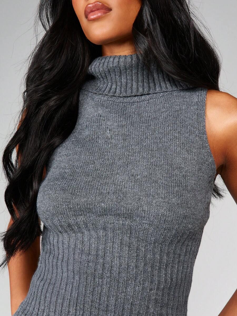 MISSGUIDED SZARY DZIANINOWY KOMPLET TOP SPÓDNICA PK01__M