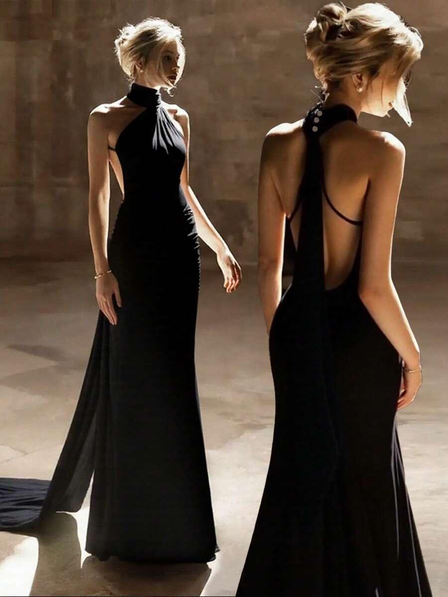 SHEIN CZARNA MAXI SUKIENKA S06__XS