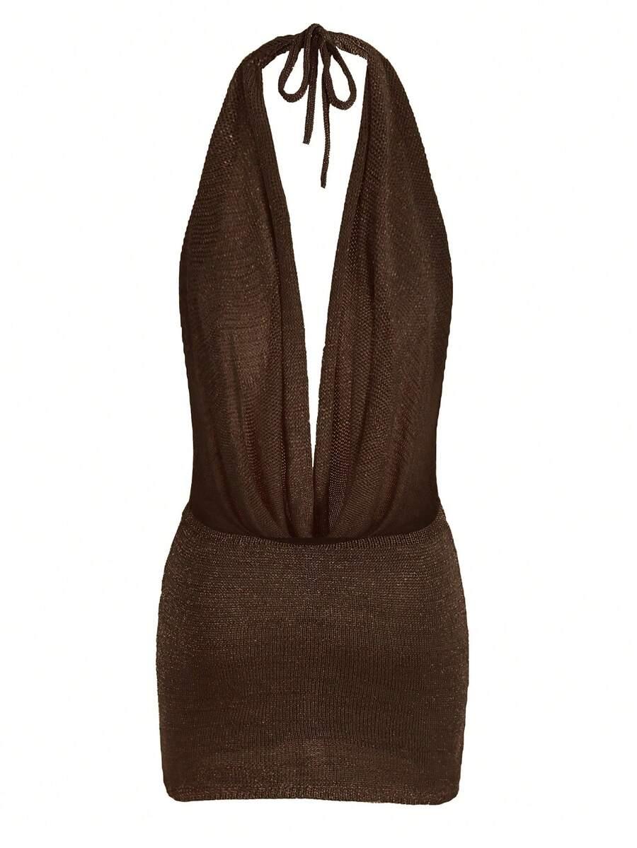 SHEIN DZIANINOWA MINI SUKIENKA ODKRYTE PLECY