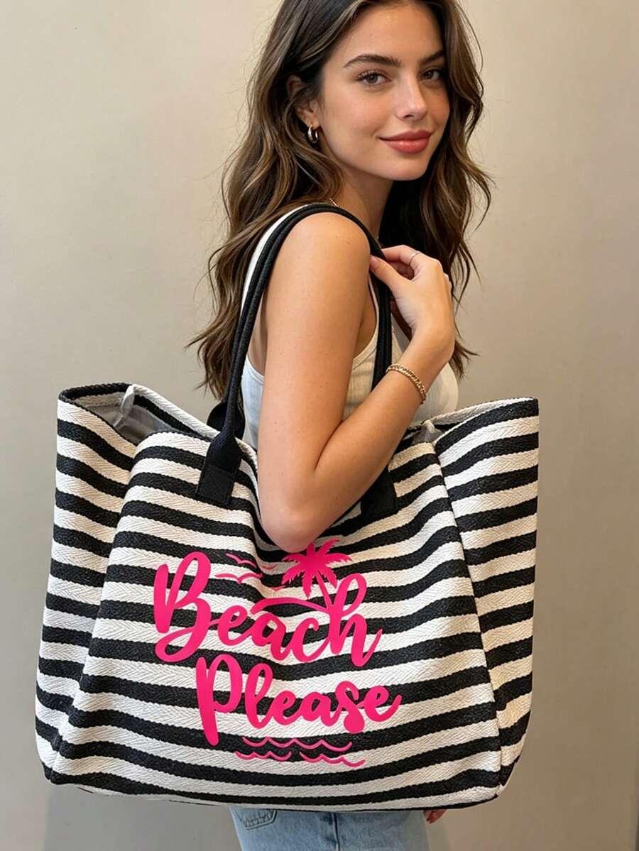 SHEIN TOREBKA PLAŻOWA Z KOSMETYCZKĄ WZÓR S07__30,5X26,5CM