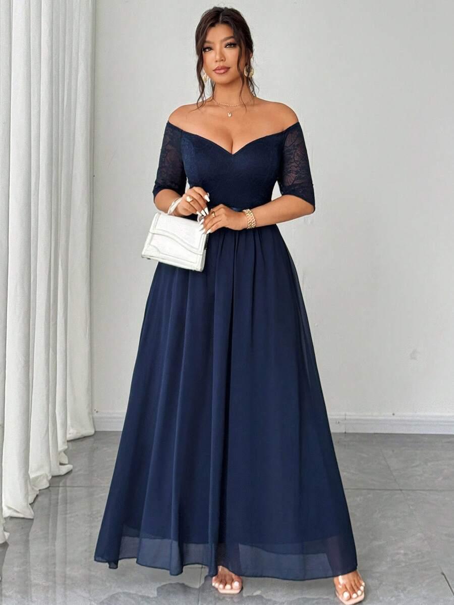 SHEIN GRANATOWA MAXI SUKIENKA S06__50