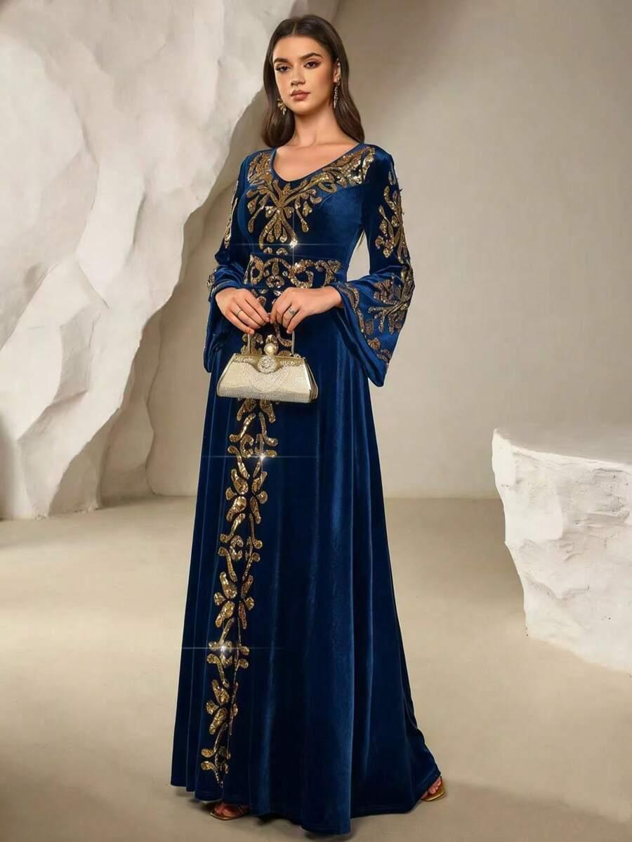 SHEIN NIEBIESKA MAXI SUKIENKA S06__L