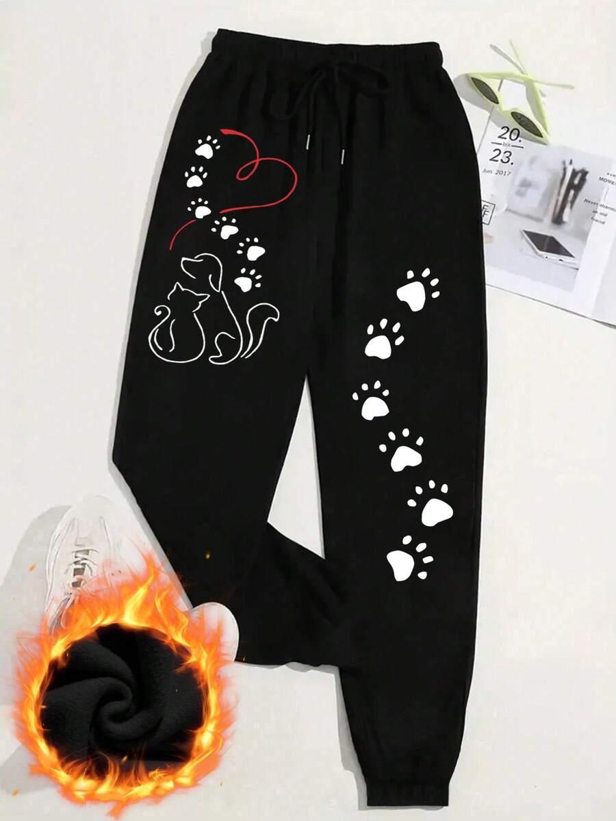 SHEIN CZARNE SPODNIE DRESOWE NADRUK S06__46