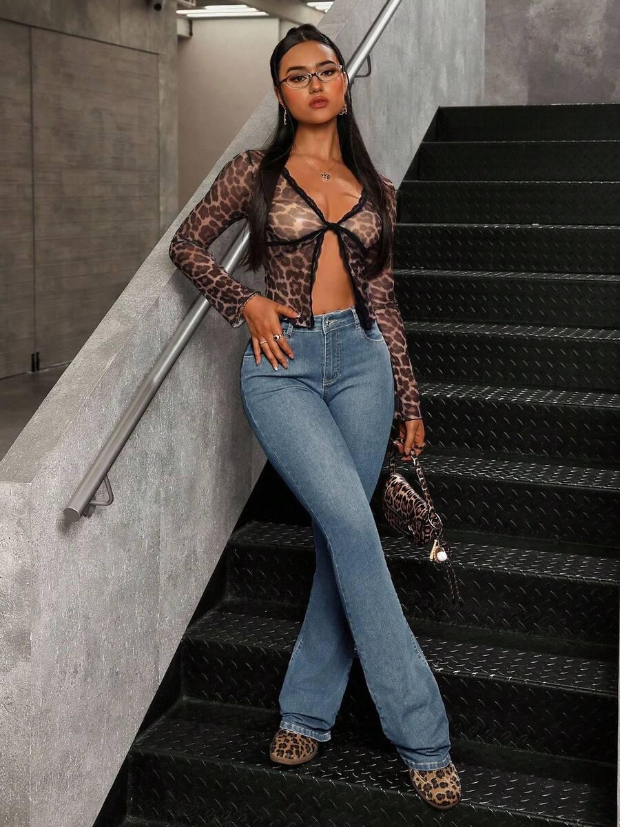 SHEIN SPODNIE JEANS DZWONY S06__M