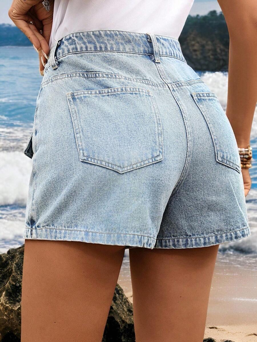 SHEIN SPÓDNICO-SPODENKI JEANS KIESZENIE S06__M