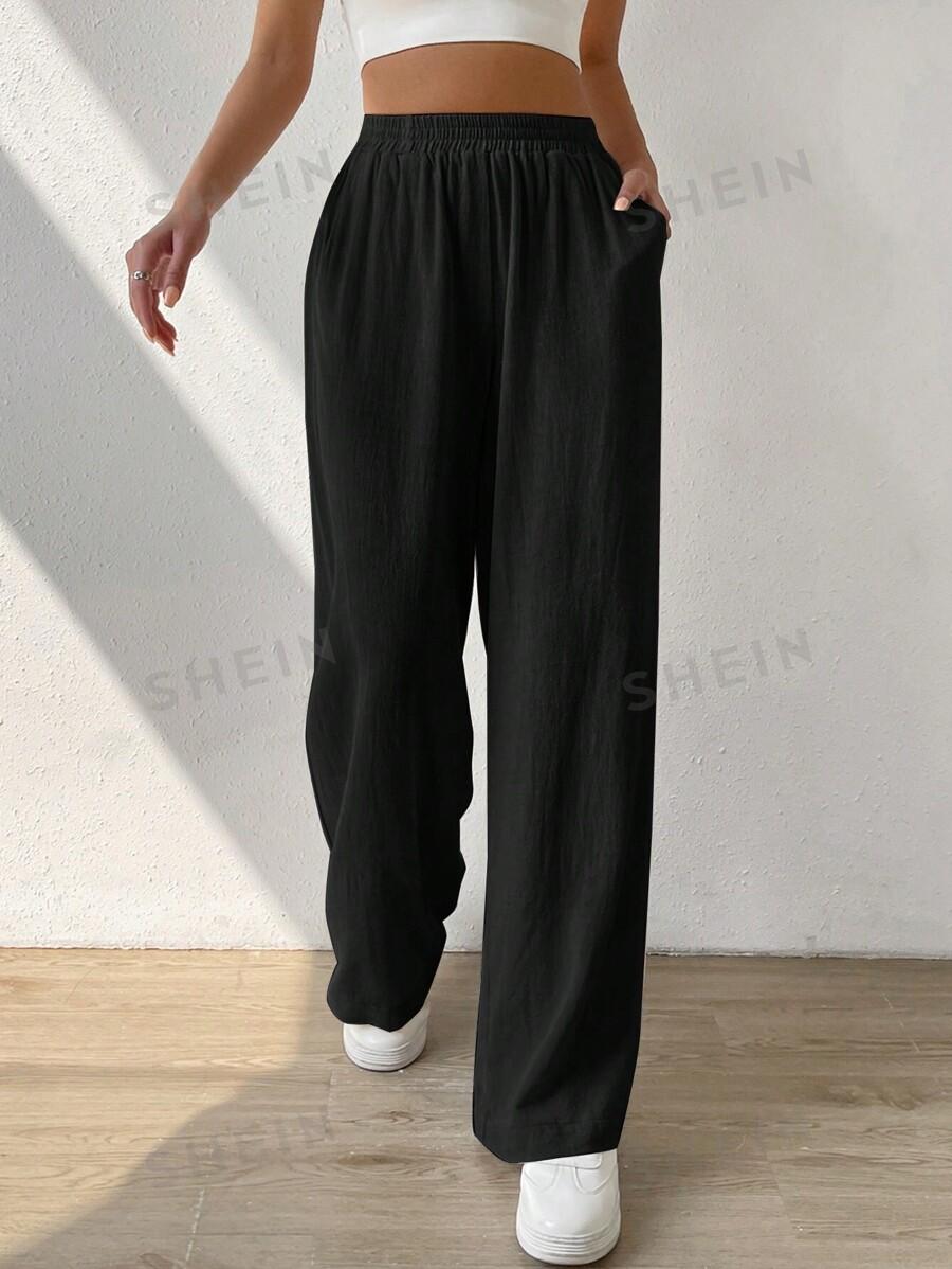 SHEIN CZARNE SPODNIE CASUAL KIESZENIE S06__M