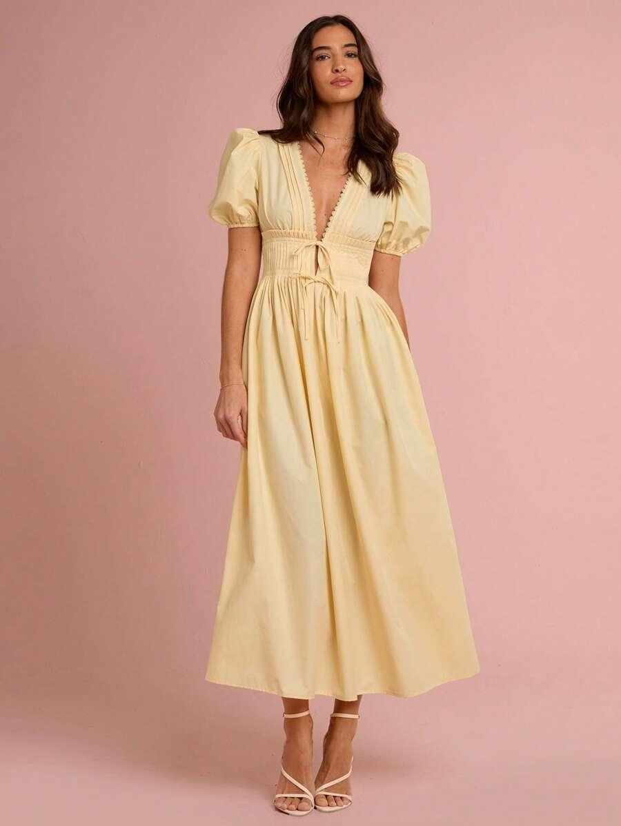 SHEIN ŻÓŁTA SUKIENKA BUFKI S06__L