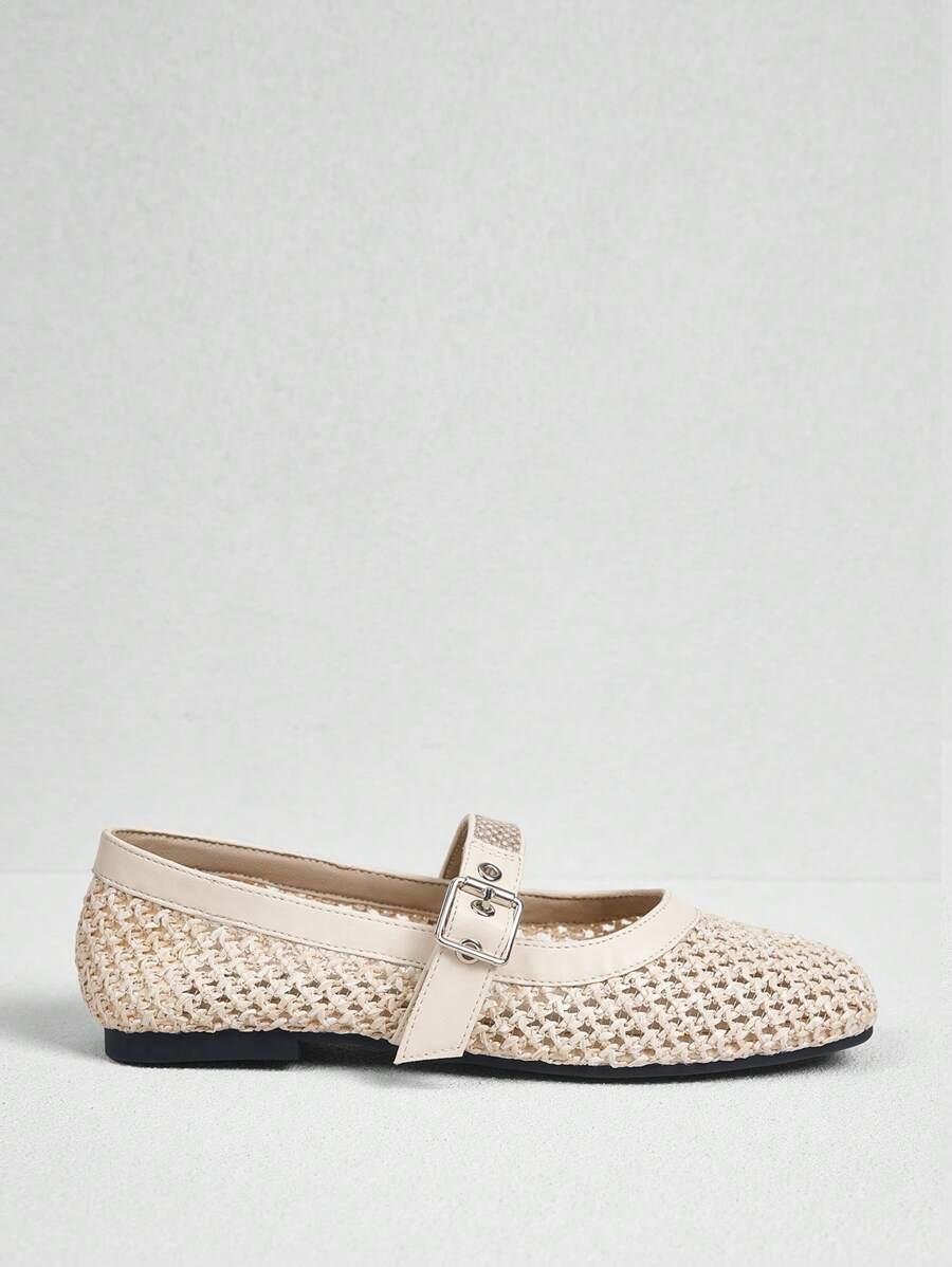 SHEIN BEŻOWE BALERINY SIATECZKA S06__40
