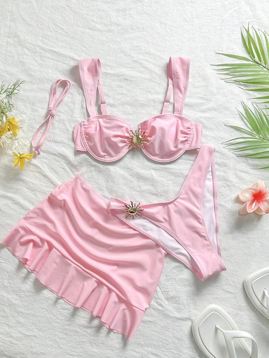 SHEIN DWUCZĘŚCIOWY STRÓJ KĄPIELOWY SPÓDNICA KOMPLET S09__XS