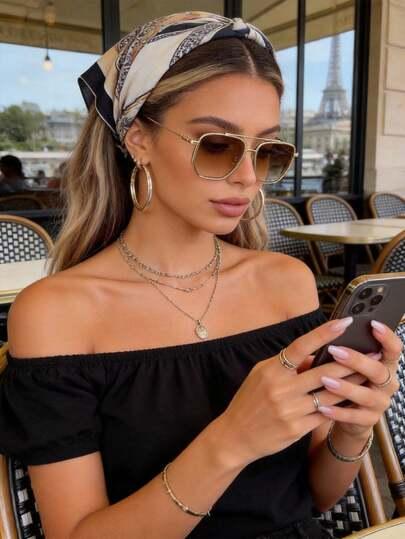 SHEIN BRĄZOWE OKULARY PRZECIWSŁONECZNE S07