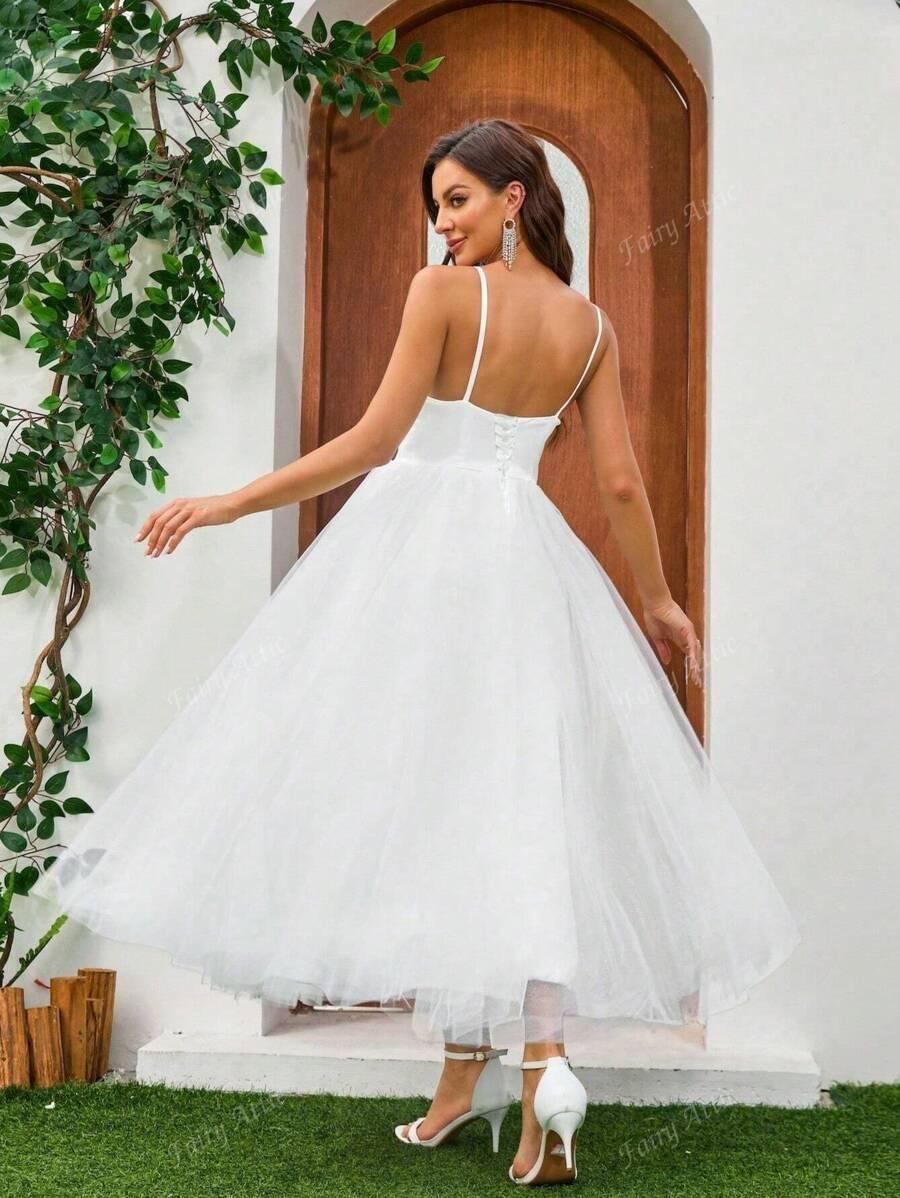 SHEIN SUKNIA ŚLUBNA NA RAMIĄCZKACH TIUL S06__42