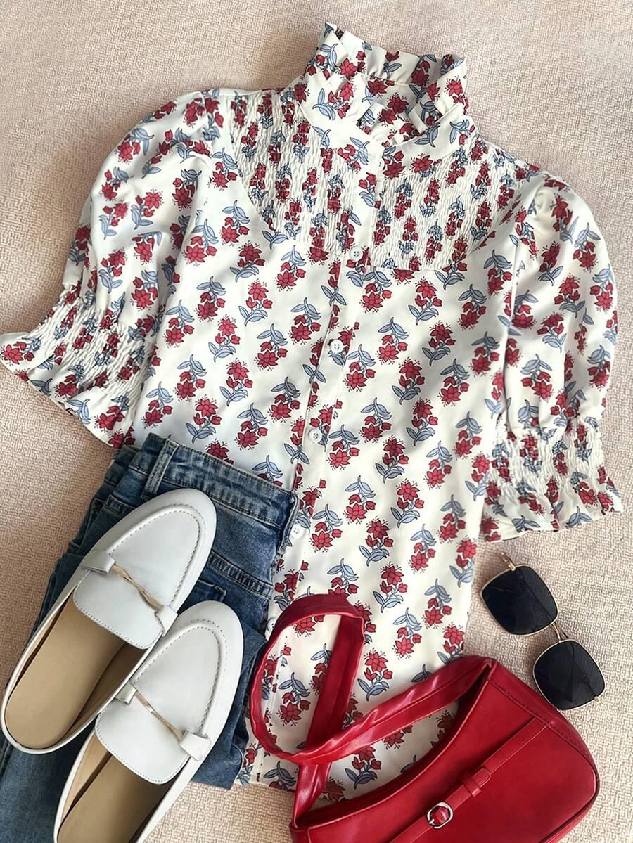 SHEIN KOSZULA KRÓTKI RĘKAW GUZIKI S06__L