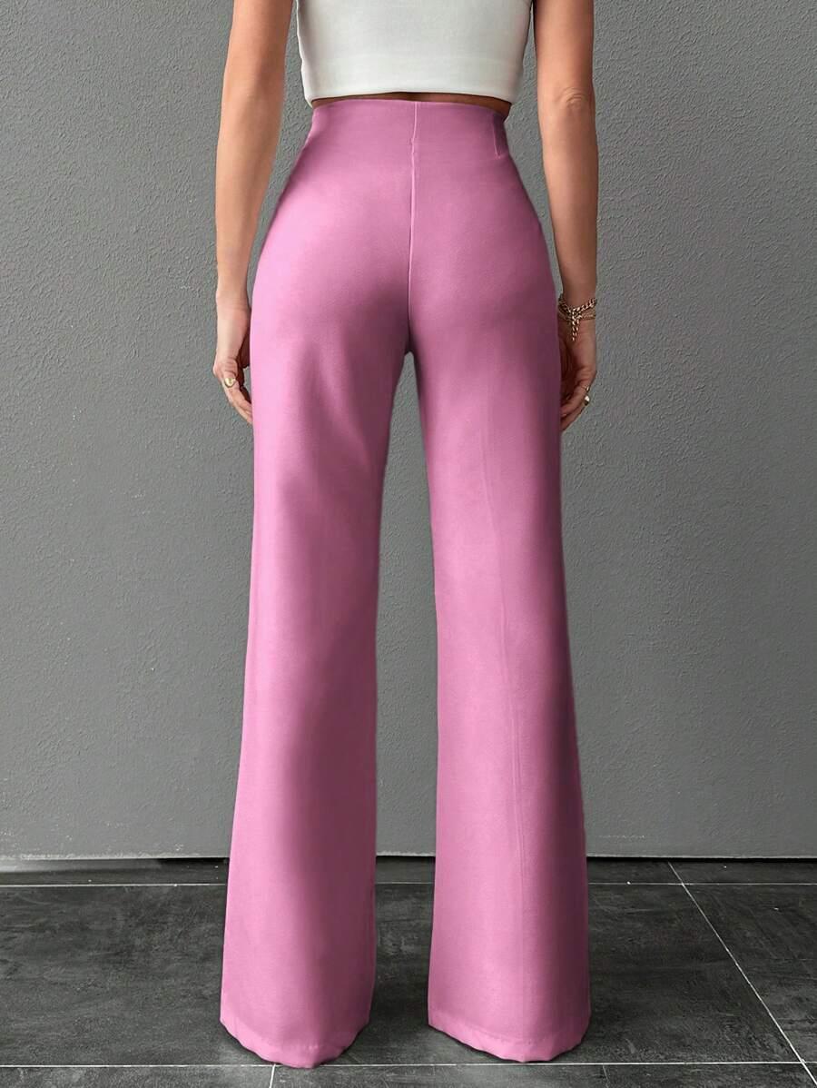 SHEIN ROZSZERZANE SPODNIE Z WYSOKIM STANEM S06__L