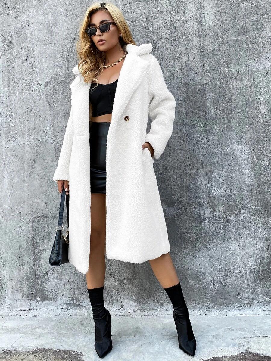 SHEIN BIAŁY PŁASZCZ MIŚ W01__XS
