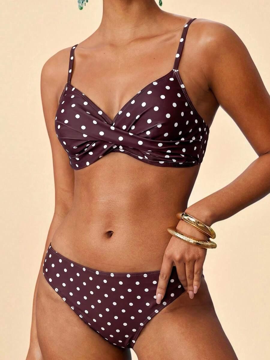 SHEIN BRĄZOWY DWUCZĘŚCIOWY STRÓJ KĄPIELOWY S09__S