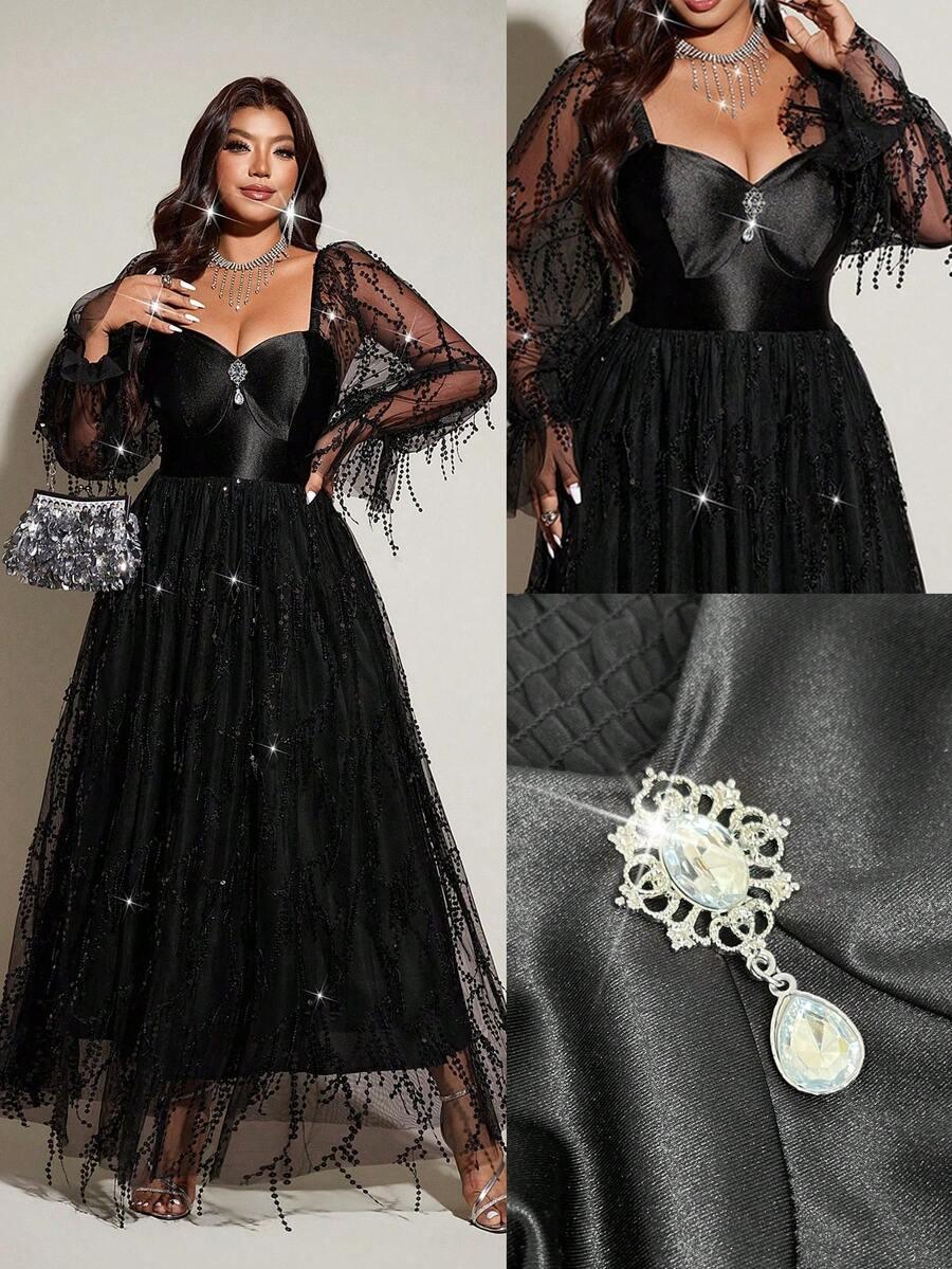 VIVA RELLE CZARNA MAXI SUKIENKA ZDOBIENIE S06__46