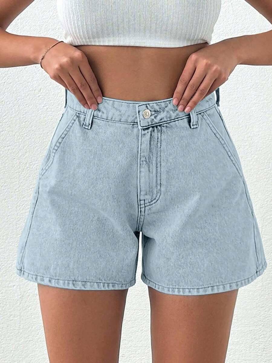 EURMUSE NIEBIESKIE SPODENKI JEANS WYSOKI STAN S06__XS