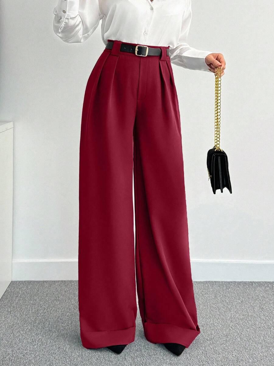 SHEIN CZERWONE ELEGANCKIE SPODNIE S06__S