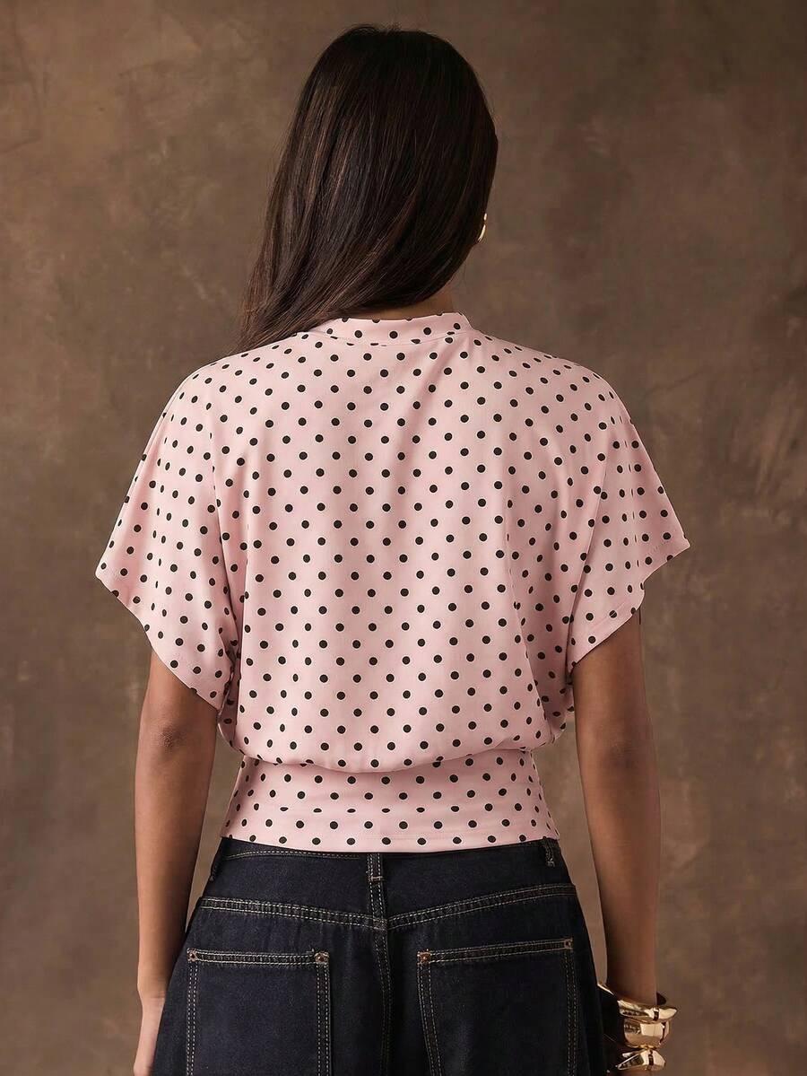 SHEIN RÓŻOWA BLUZKA W GROSZKI S06__S
