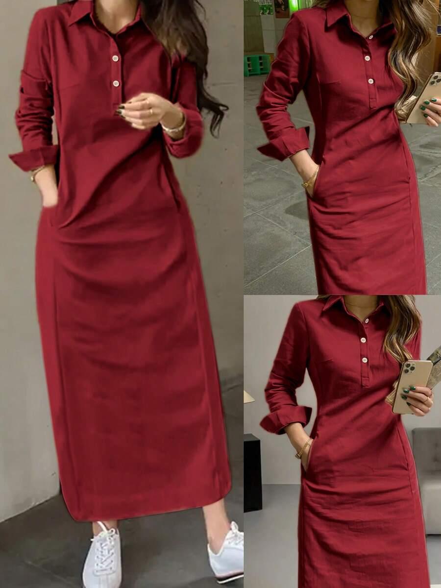SHEIN CZERWONA MAXI SUKIENKA S06__S